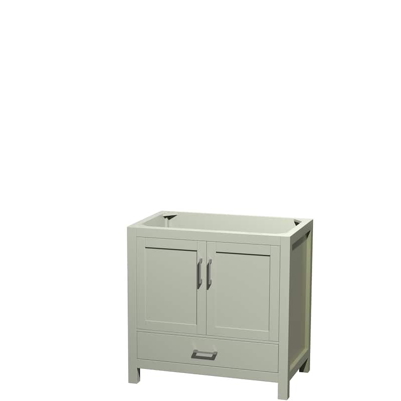 Wyndham Collection Sheffield Single Vanity Cabinet - 36-Inch Single - Light Green, No Top, Nickel Trim