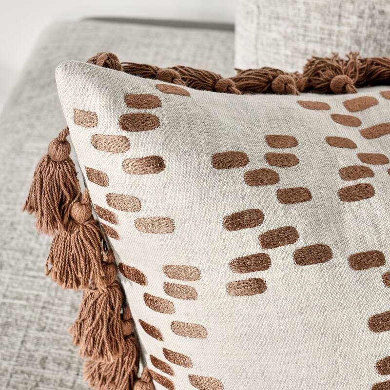 Villa by Classic Home Dane 22" Penny Brown Belgian Linen Throw Pillow