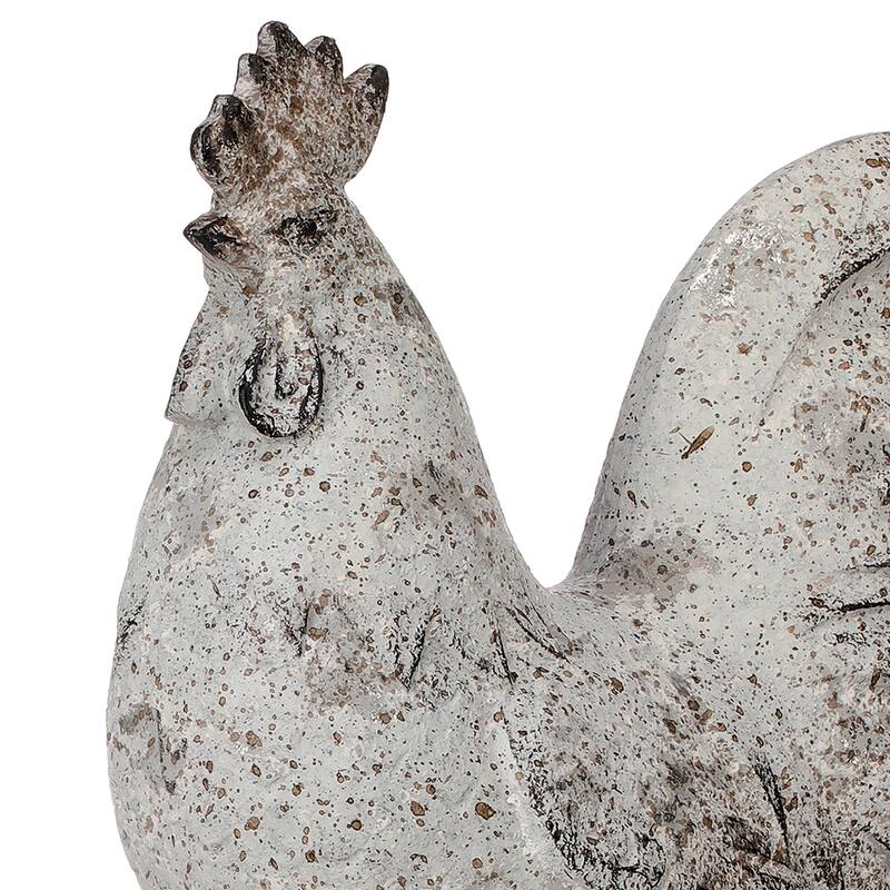 Resin And Metal Rooster And Hen 8.5-9.5" Set of Two - 9.5