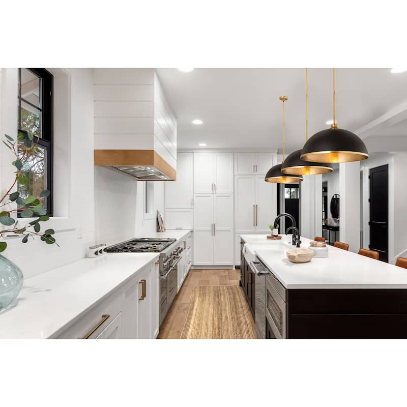 Landry 1 Light Pendant - Matte Black + Rubbed Brass