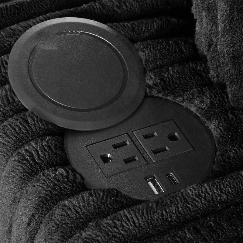 GDFStudio - Polyester 50.9" Loveseat Chaise with Cup Holders