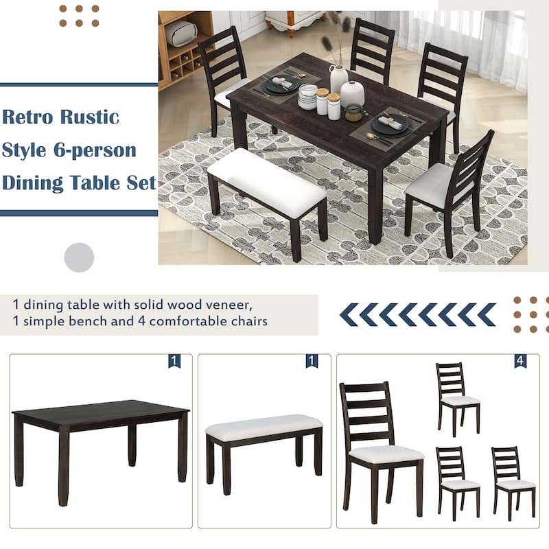 Modern 6-Piece Dining Room Table Set