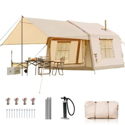 Inflatable Camping Tent with Oversized Awning, for 4-6 Person
