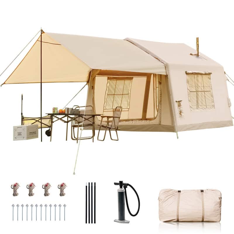 Inflatable Camping Tent with Oversized Awning, for 4-6 Person