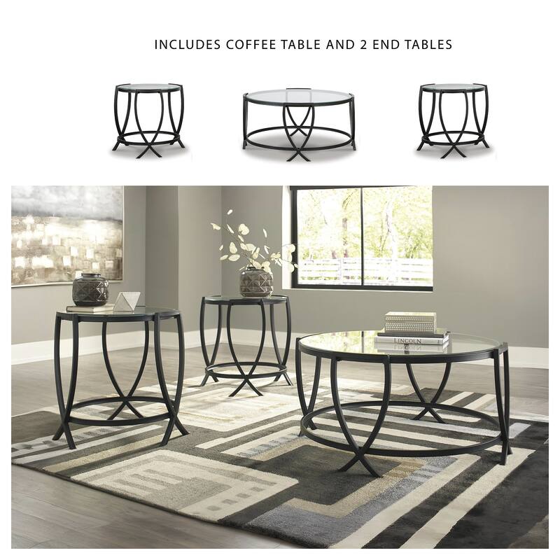 Tarrin Black 3-Piece Table Set