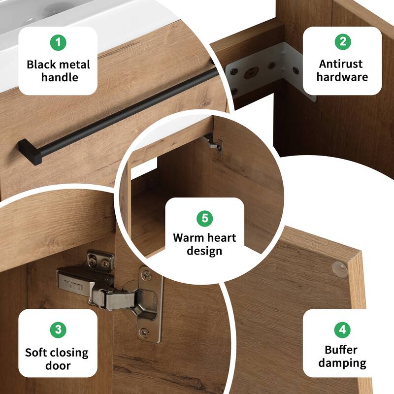 BNK 16/18 Inch Single Sink Bathroom Vanity with Soft Close Door