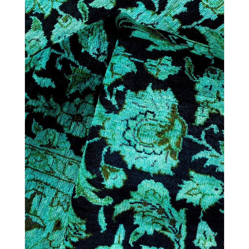 Overton Hand Knotted Wool Vintage Inspired Modern Contemporary Overdyed Blue Area Rug - 4' 0" x 6' 3"