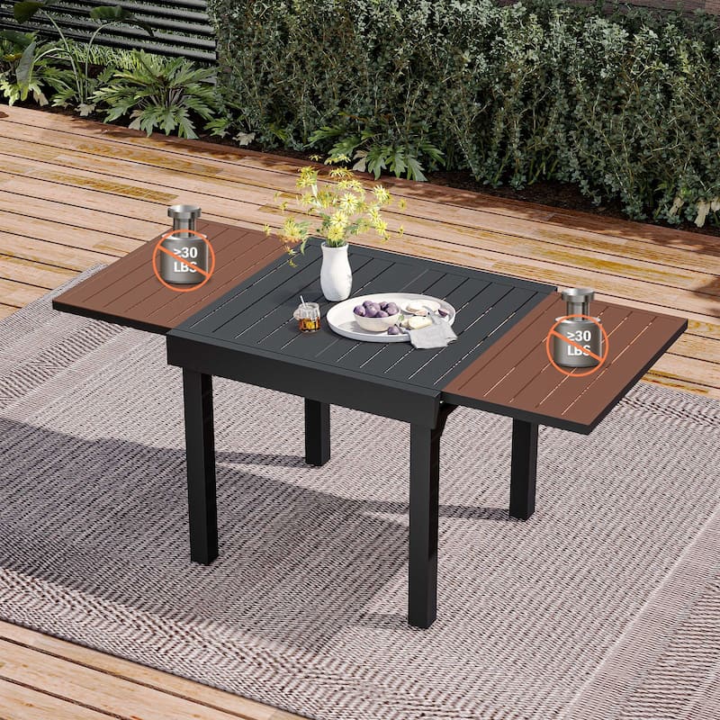 PURPLE LEAF 7 Pieces Outdoor Dining Set All-Weather Wicker Outdoor Patio Furniture With Table All Aluminum Frame For Lawn Garden Backyard Deck Patio