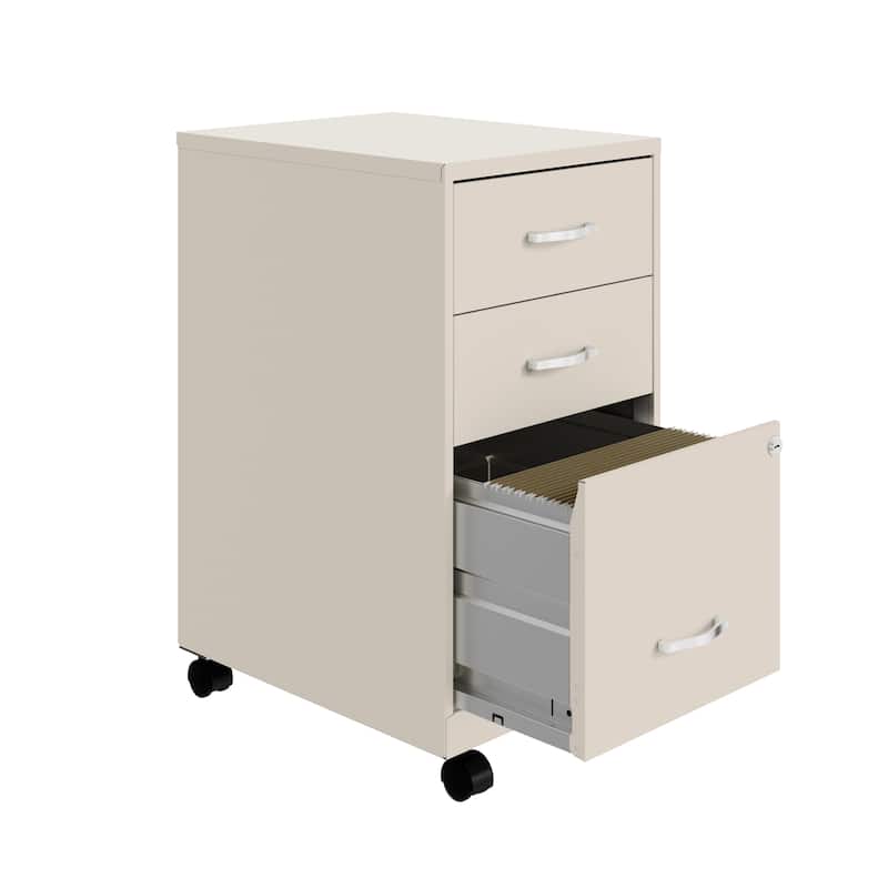 Space Solutions 18"Deep 3 Drawer Mobile Organizer Metal Cabinet, Black