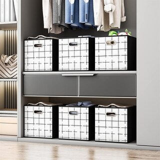 6 Pack Fabric Storage Cubes with Handle,Foldable 13x13 Inch Storage ...