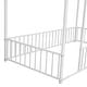 preview thumbnail 7 of 8, White Twin Size Metal House Bed Frame with Fence and Roof for Kids, Teens, Girls, Boys