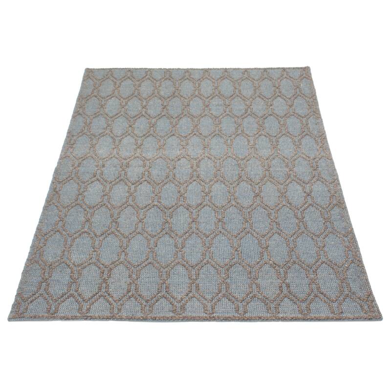 ECARPETGALLERY Braid weave Sienna Blue Wool Rug - 5'1 x 7'3