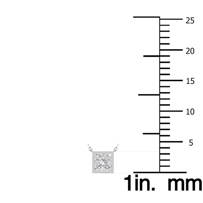 Marquee Lab Grown 1/4 Carat Princess Cut Bezel Set Diamond Solitaire Pendant in 14K White Gold