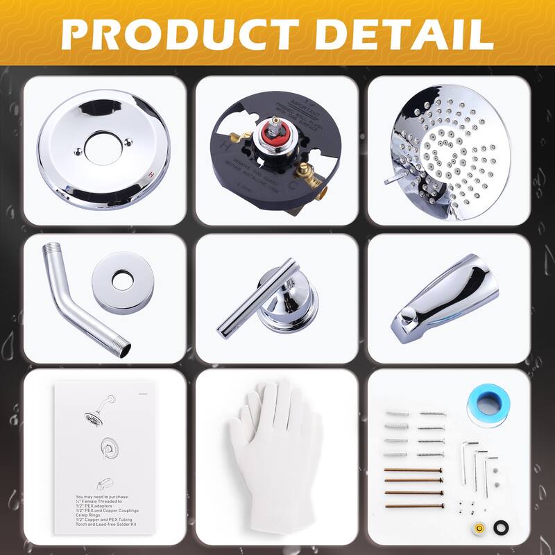 WOWOW Single-Handle 5-Spary Round Shower Faucet with Tub Spout