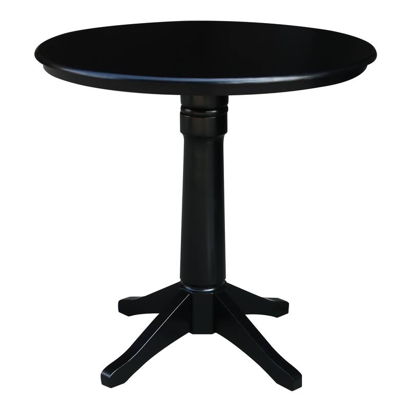 International Concepts Solid Wood 36" Round Pedestal Dining Table - Counter Height - Black