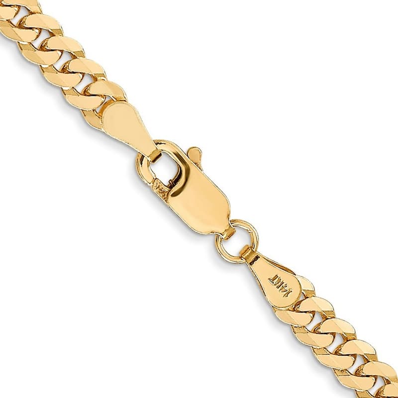 Curata 10k Yellow Gold 3.9mm Flat Beveled Curb Chain Bracelet