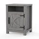preview thumbnail 5 of 9, Farmhouse Barn Door Nightstand Bedside Table with Storage Open Compartment