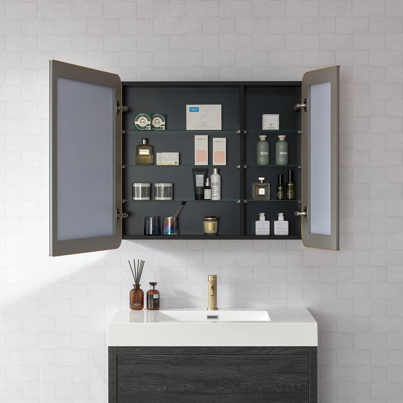 Talayuela Rectangular Aluminum Framed Medicine Cabinet with Mirror