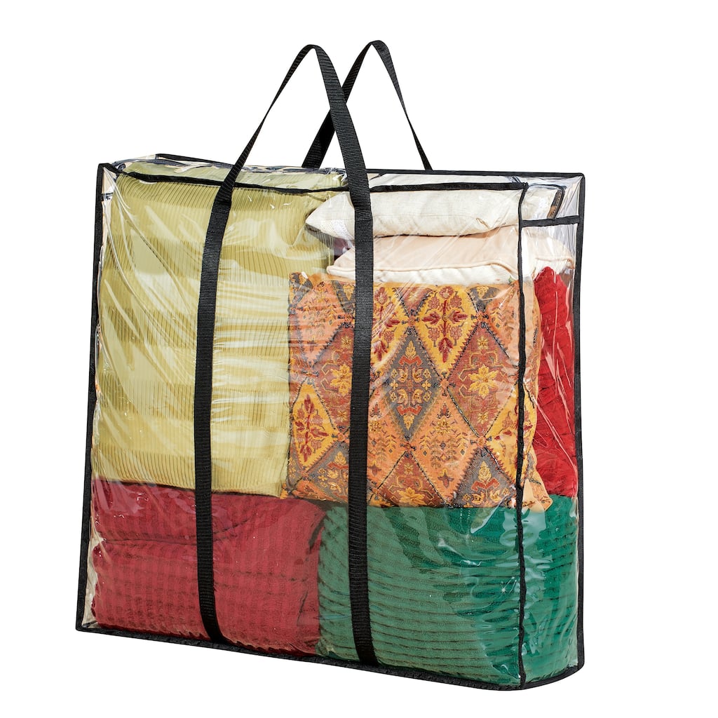 Clear Easy View Jumbo Storage Bag with Zip Closure and Carrying Handles - NO SIZE