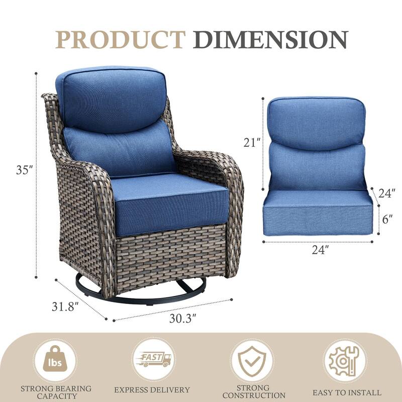 Arcadia Wicker Patio Swivel Glider Chairs with 6-Inch Cushions (2-Pack)