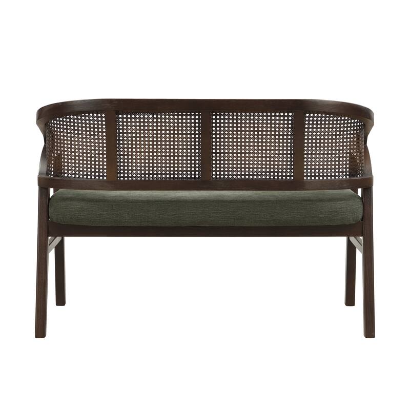 Christopher Knight Home - Curved Rubberwood Cane 46.25" Upholstered Loveseat