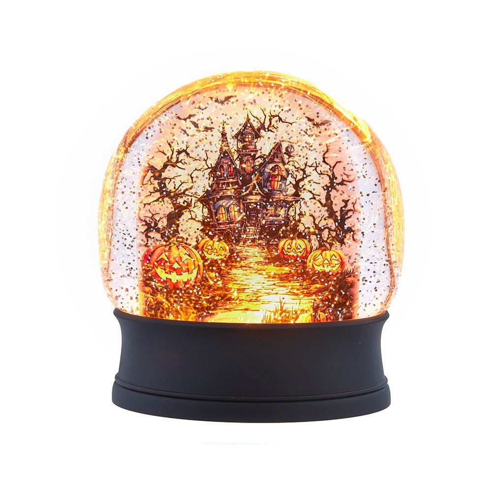 Kurt Adler 6.5-Inch Battery Operated USB Halloween LED Lighted Village Scene Water Lantern.