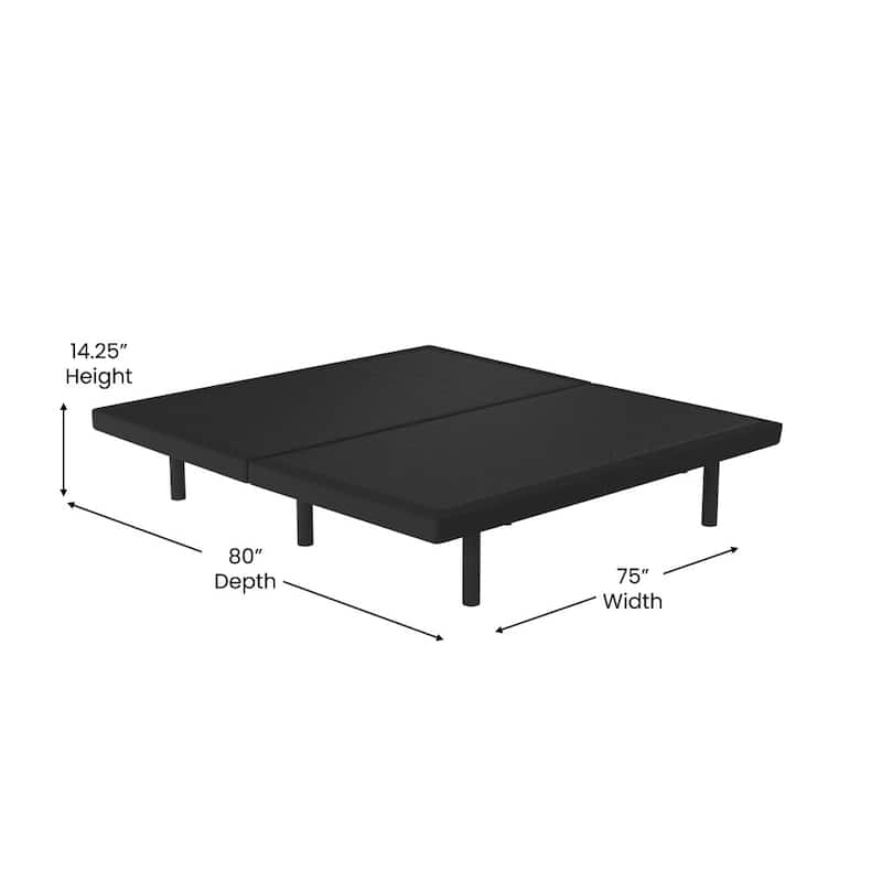 Upholstered Adjustable Bed Base with Wireless Remote in Black