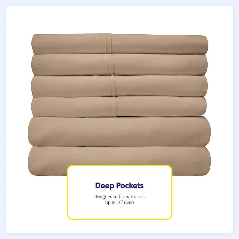 Sweet Home Collection Split King 7 Piece Sheet Set, Deluxe Ultra Soft 1500 Series, Double Brushed Microfiber.