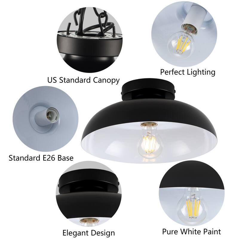 Semi Flush Mount Ceiling Light, Modern Ceiling Light Fixture for Kitchen Island Dining Room Foyer Hallway Porch Barn Loft