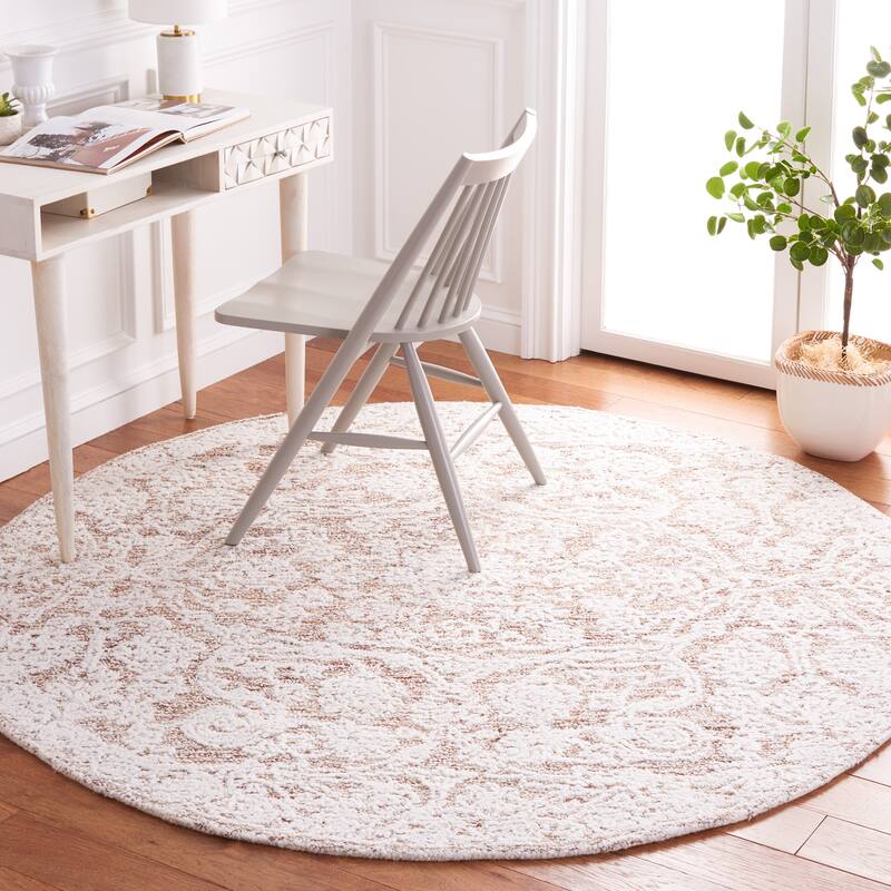 SAFAVIEH Handmade Metro Hinderike Wool Rug - 6' Round - Ivory/Beige
