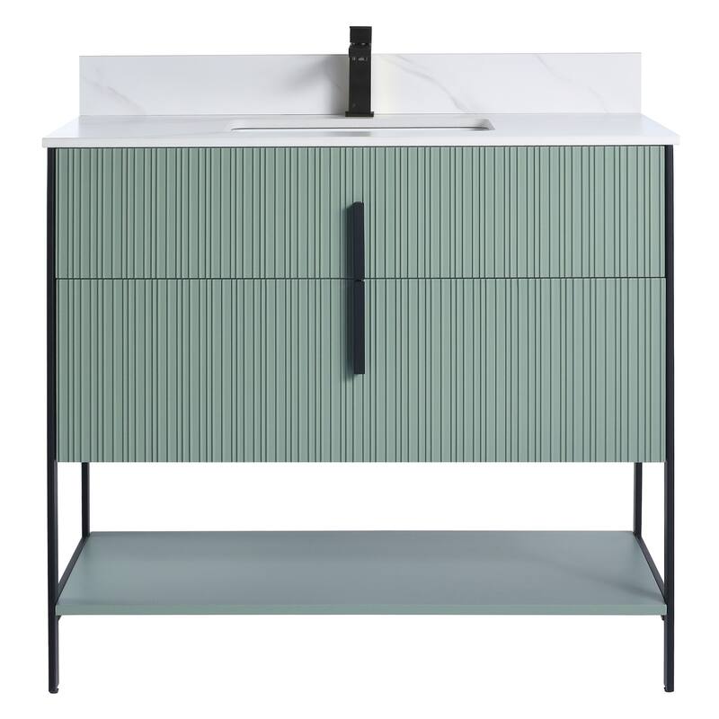 Fine Fixtures Serenity Modern Bathroom Vanity with White Carrara Stone Top