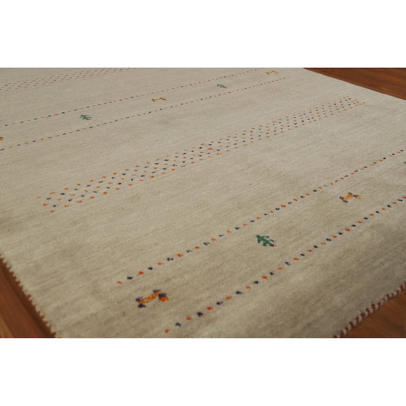 Hand Knotted Oriental 100% Wool Carpet Tribal Tribal Green Gabbeh Area Rug - 6' 6'' X 4' 7''