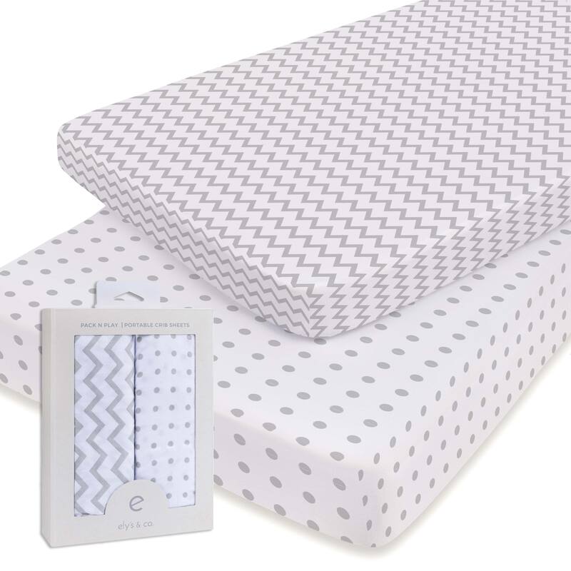 Ely's & Co. Baby Fitted Pack n Play - Mini Crib Sheet Set - 2 Pack - 38" x 24"