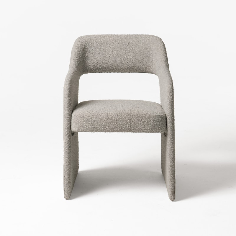 Cid Bistro 24 Inch Dining Chair, Light Gray Polyester, Cushions, Solid Wood
