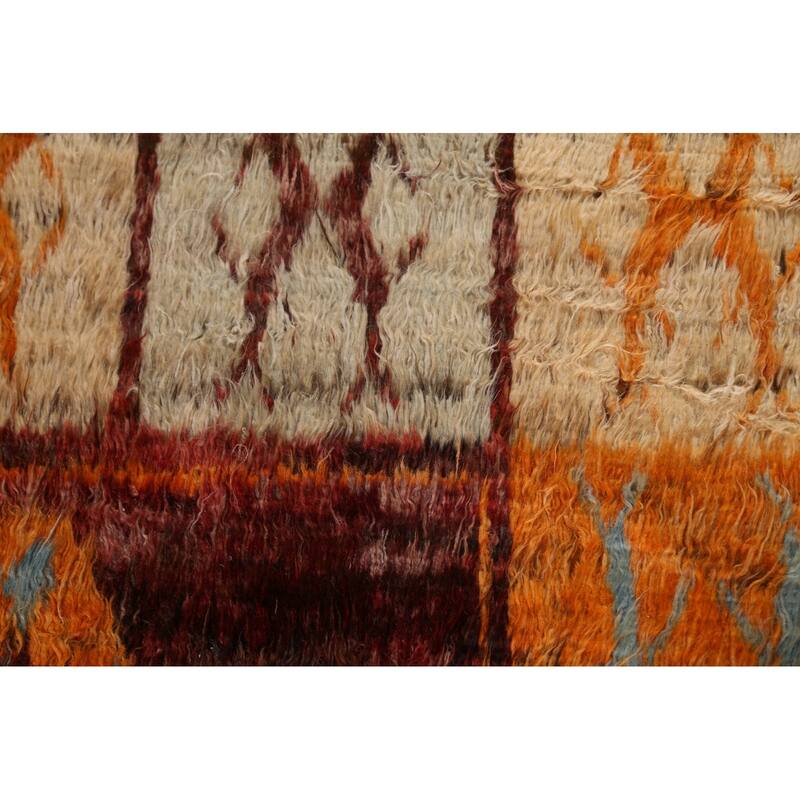 Hand Knotted Oriental 100% Wool Carpet Modern Tribal Red Moroccan Area Rug - 9' 9'' X 7' 0''
