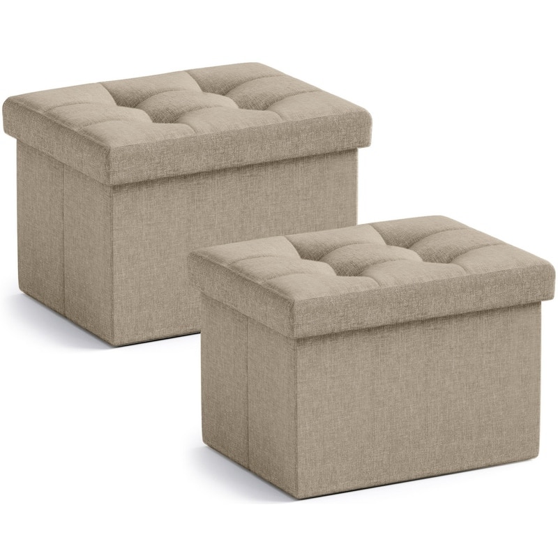 2 Pack Small Rectangle Foldable Storage Ottoman