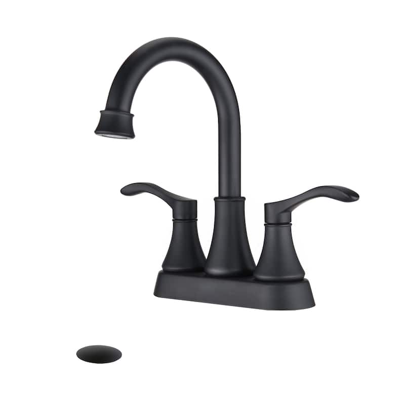 PROOX 4-inch Swivel Spout Centerset 3-hole Bathroom Faucet with Pop-up Drain - Matte Black