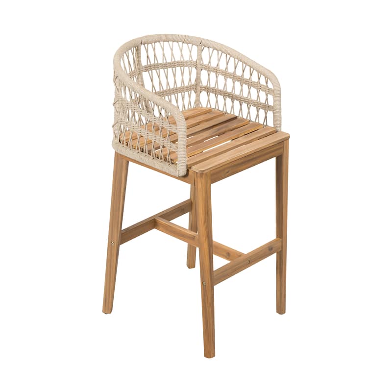Christopher Knight Home - Falkner Acacia Wood Rope Patio Barstool(Set of 2)