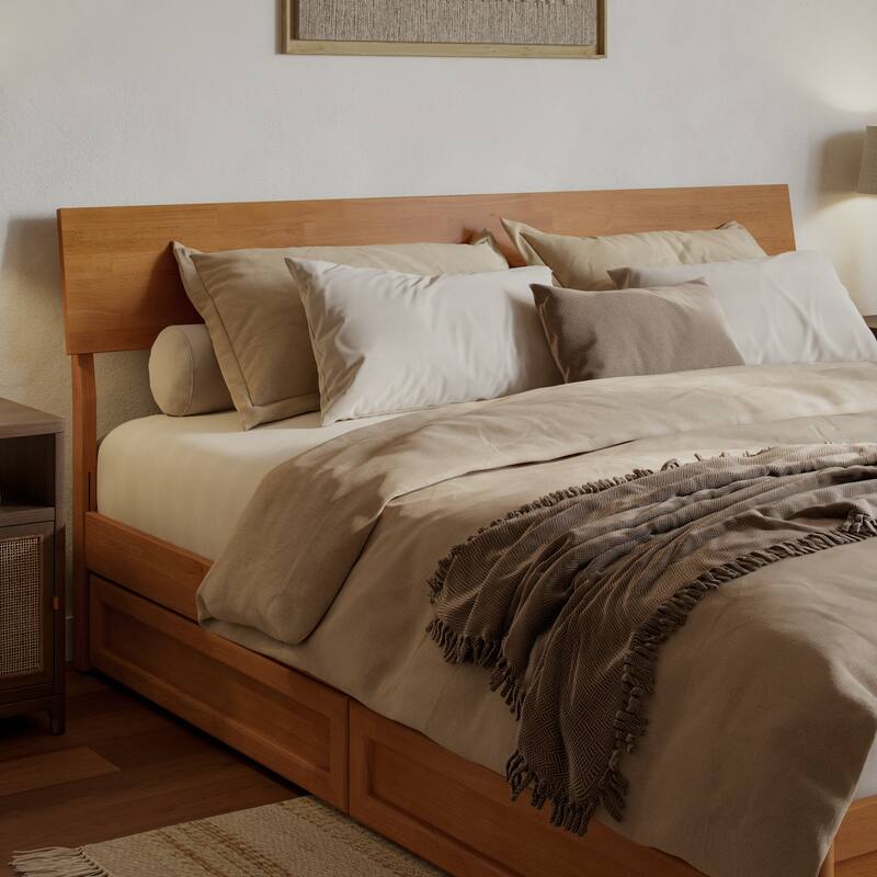 Norla Wood Platform Bed with Storage Drawers