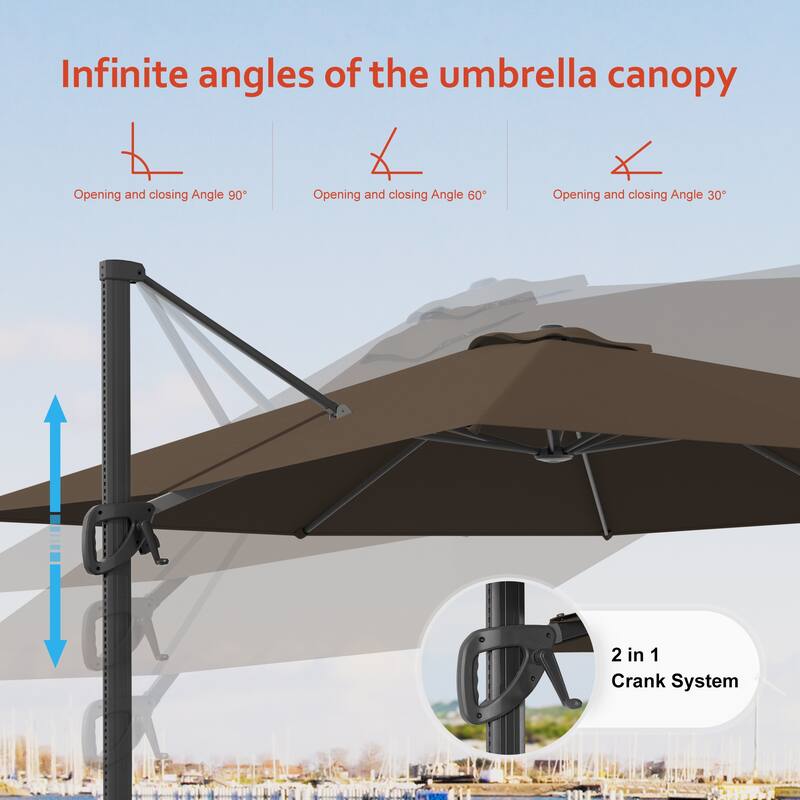 LIVOOSUN 10x8FT Rectangular Cantilever Patio Umbrella Aluminum Frame