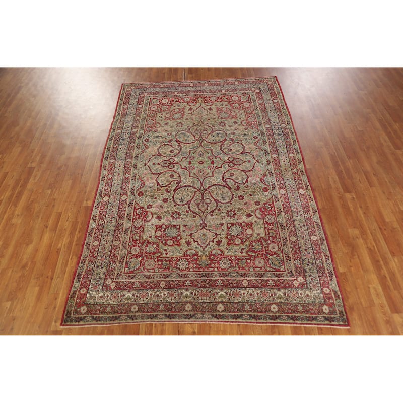 Vegetable Dye Kerman Lavar Persian Area Rug Hand-Knotted Wool Carpet - 6'3" x 9'4"
