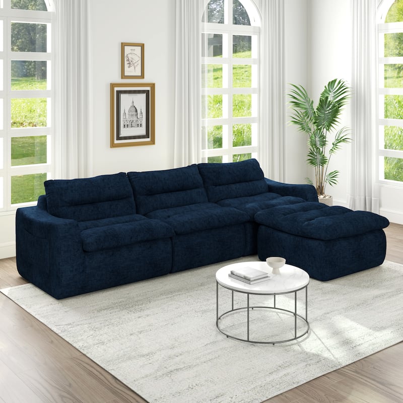 Ultra Comfy Lazy Beanbag Sofa, Modular L-Shape Compact Combined Seat