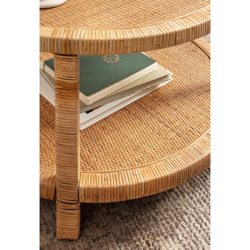 Kate and Laurel Rafina Rattan Round Coffee Table - 28x28x18