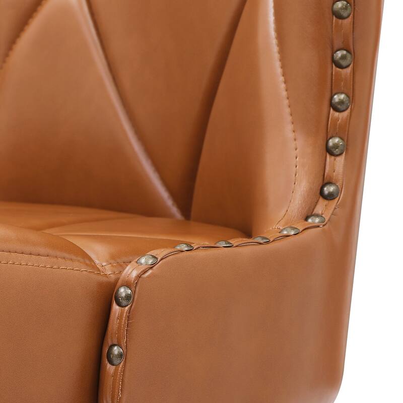 26 in. Mid-Century Modern Counter Stools Faux Leather/Fabric Upholstered Swivel Bar Stools for Island （Set of 4）