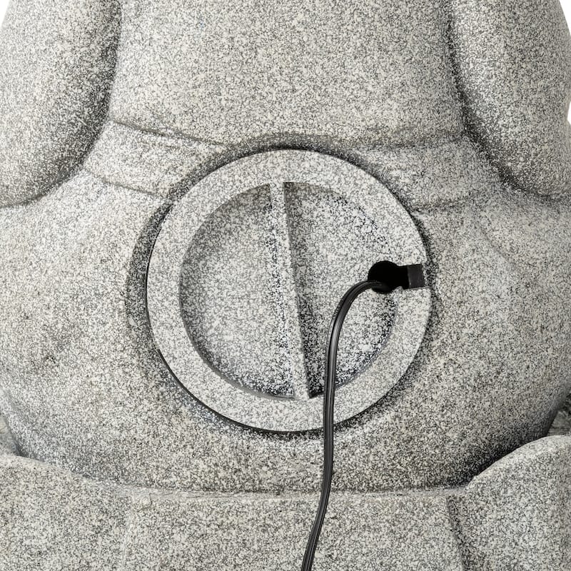 Glitzhome 21.75"H 2-Tiered Zen-Style Polyresin Cat Dog Statue Outdoor Fountain with LED Lights