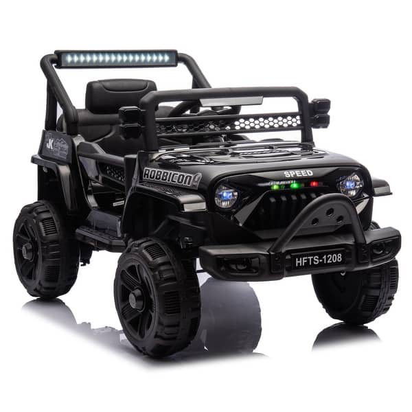 slide 2 of 50, Four-Wheel Suspension Electric Truck for Kids with Dual Drive, Early Education, and Remote Control Black