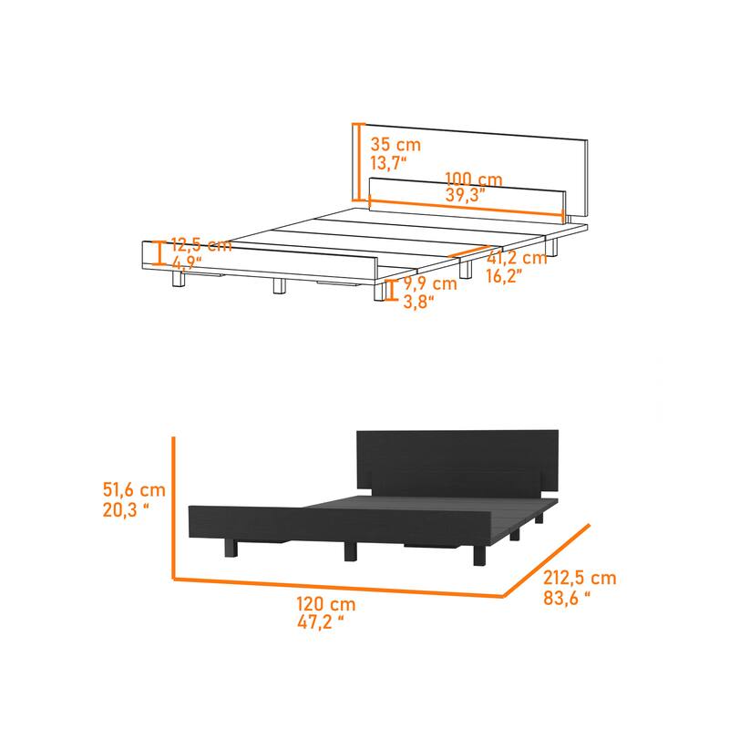 Twin Size Particle Board Panel Bed with Headboard