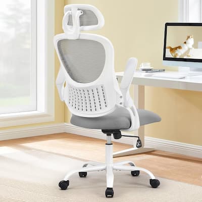 Office Computer Desk Chair, Ergonomic High-Back Mesh Rolling Work Chairs with Wheels &Adjustable Headrests, Comfy Flip-up Arms