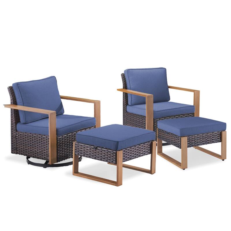 Gymojoy Patio Swivel Rocking Chairs with Ottomans