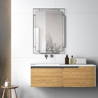 Strap Style Rectangular Framed Wall Mirror - 39.5" - Matte Black